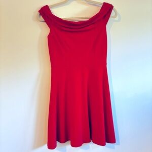 Lulu's Off The Shoulder Red Flare Dress